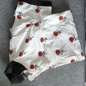 Forever 21 Black and White Shirt with Red Rose Pattern